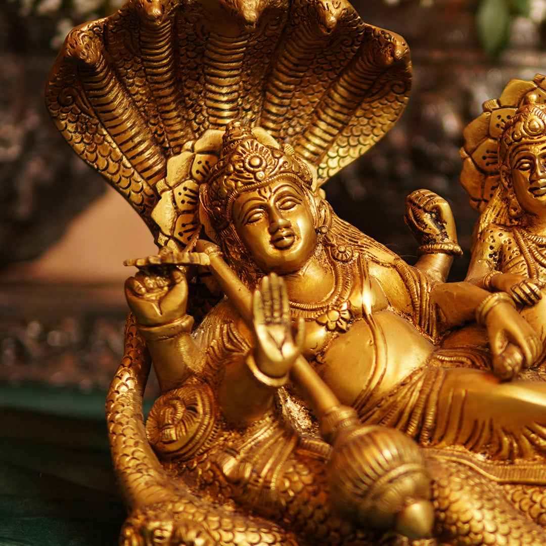 Vishnu Laxmi brass statue