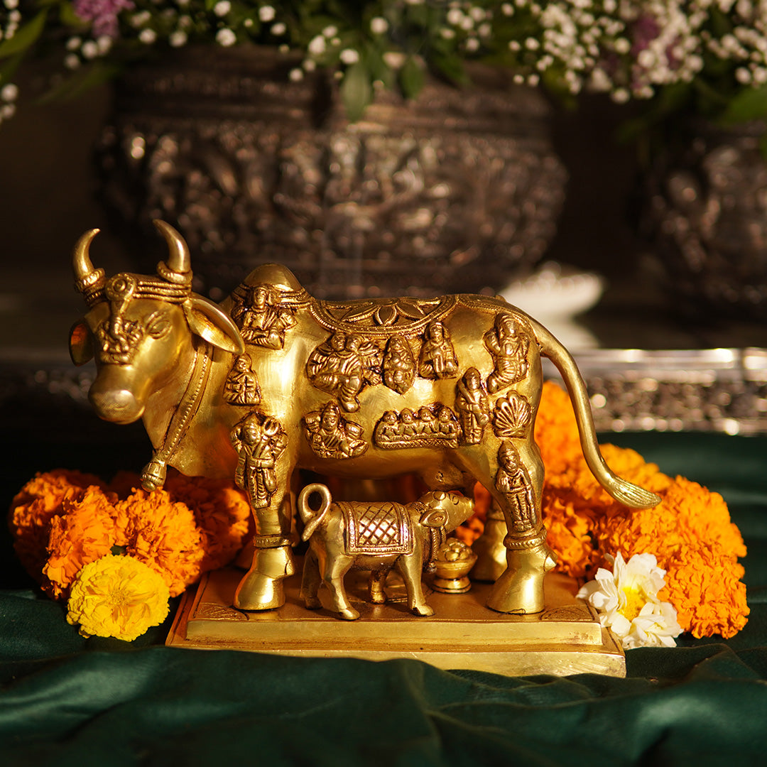 Brass kamdhenu Cow Image